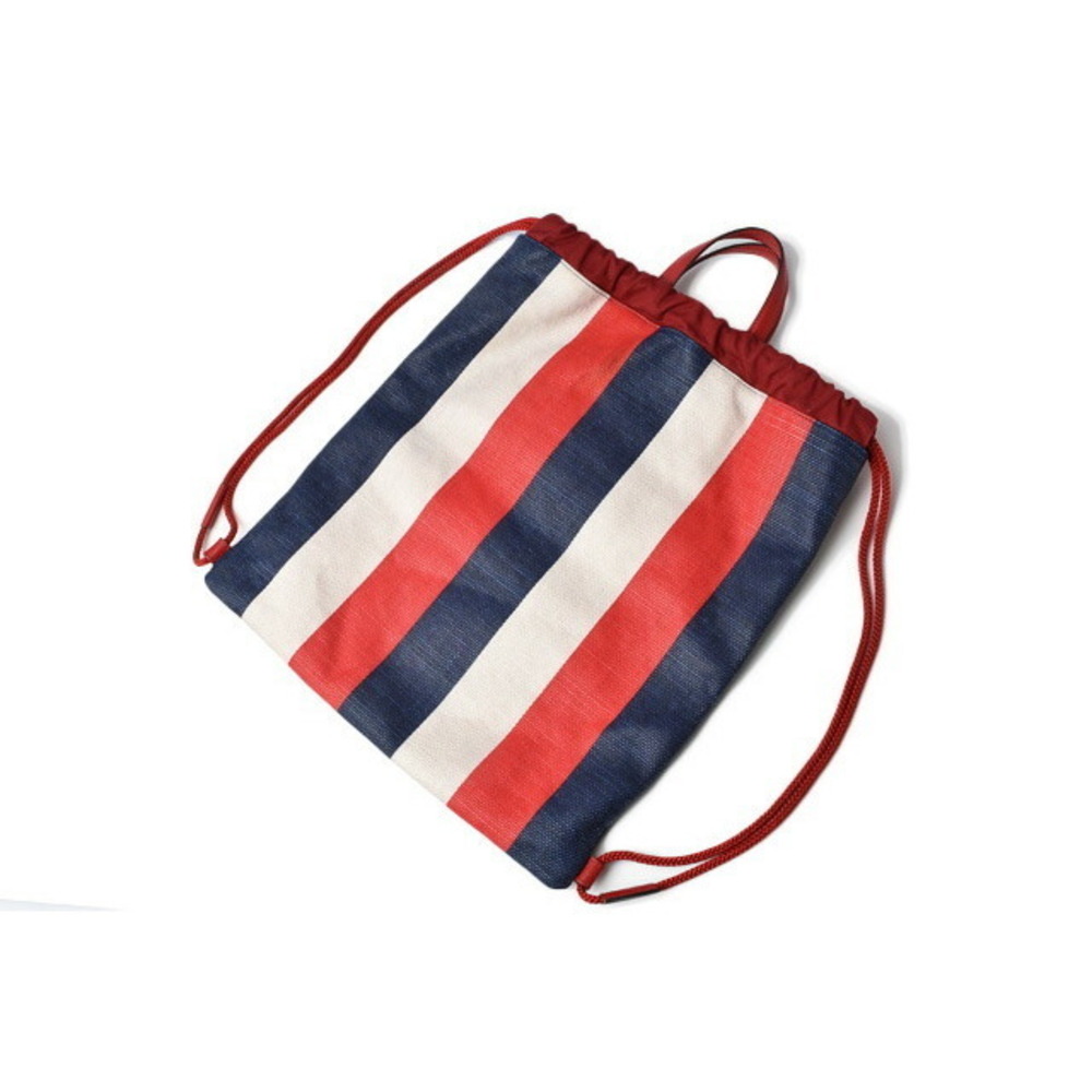 Gucci Drawstring Backpack Striped Leather Logo Tr… - image 5